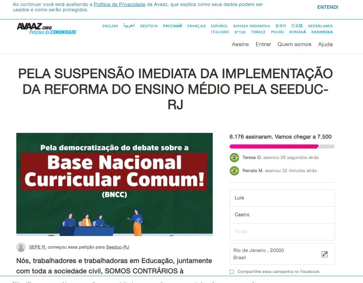 ABAIXO ASSINADO: PARTICIPE DA PETIÇÃO ELETRÔNICA CONTRA O NOVO ENSINO ...